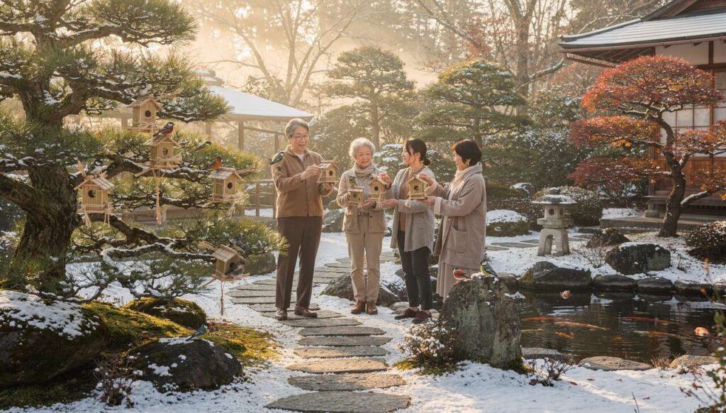 I giapponesi aiutano gli uccelli in inverno in un modo che in Italia non oseremmo mai